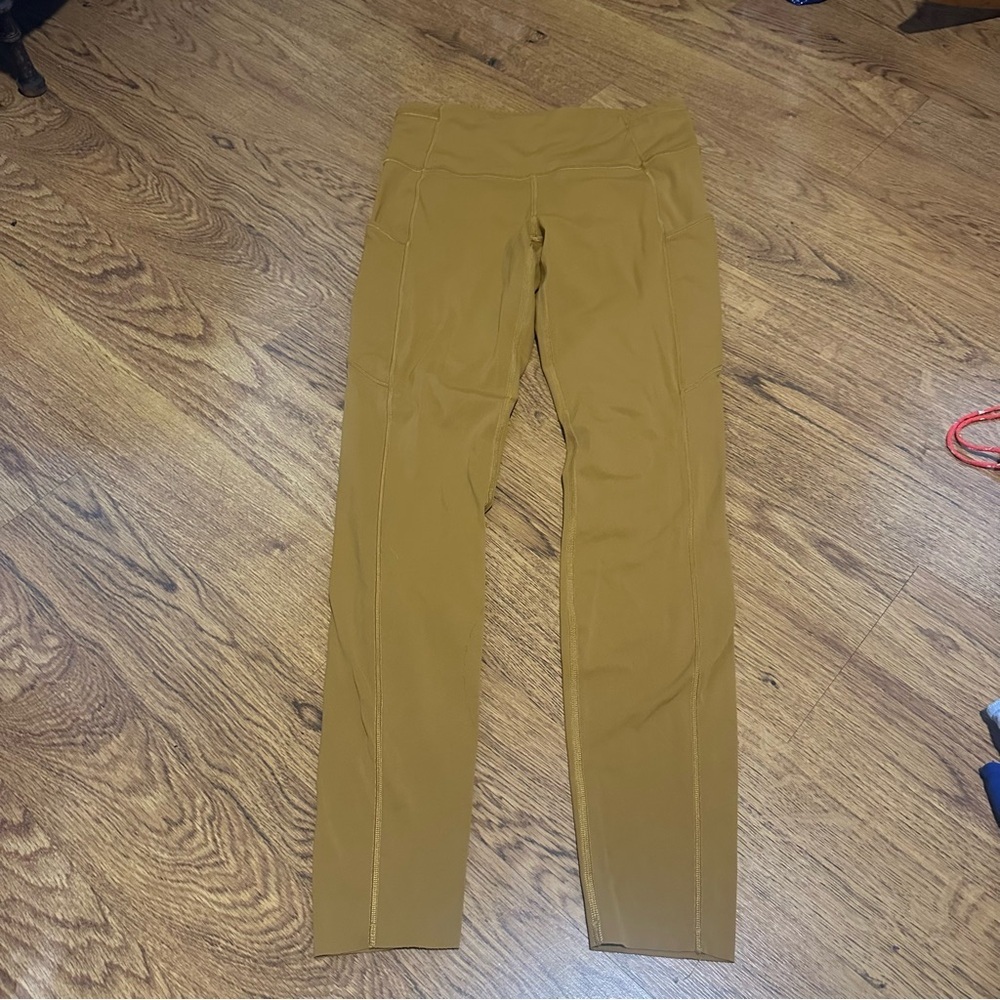 Lululemon Mustard Yellow High-Waisted Leggings size 8 sports yoga run